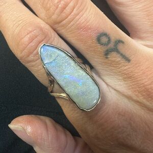 9K Solid Gold Boulder Opal Artisan Made Freeform Ring